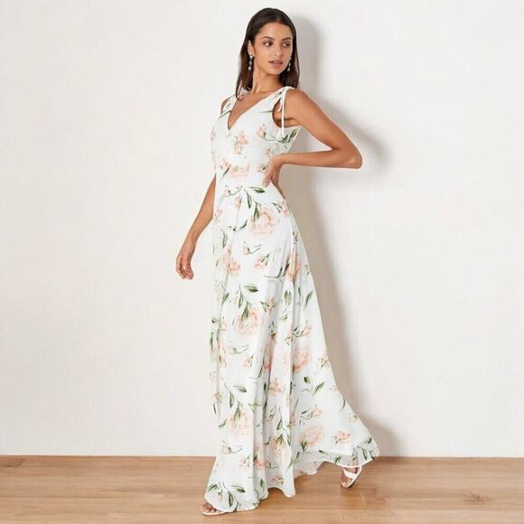 Lulus Romantic Possibilities Floral Maxi Dress S Off-White NWT - Picture 6 of 16